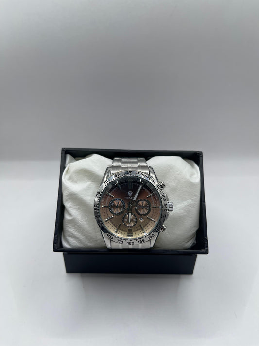 Mocha Chronos | Silver Executive Timepiece