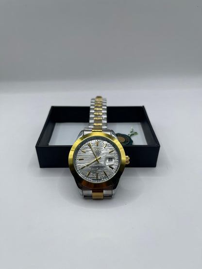 Golden Eclipse | Two-Tone Fluted Bezel Date Watch