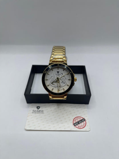 Golden Navigator  White Dial Chrono Elegance