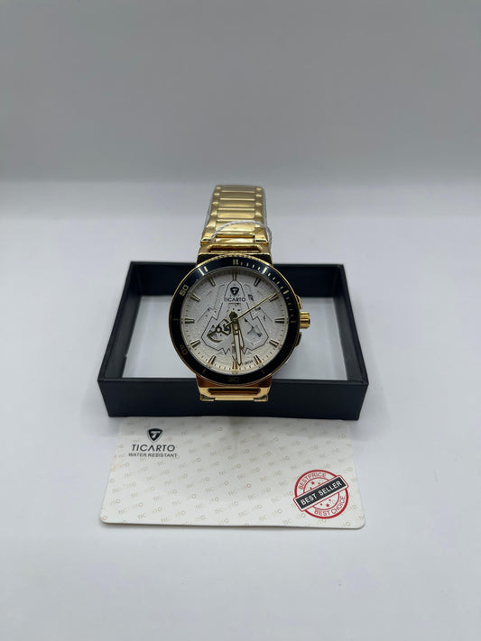 Golden Navigator  White Dial Chrono Elegance