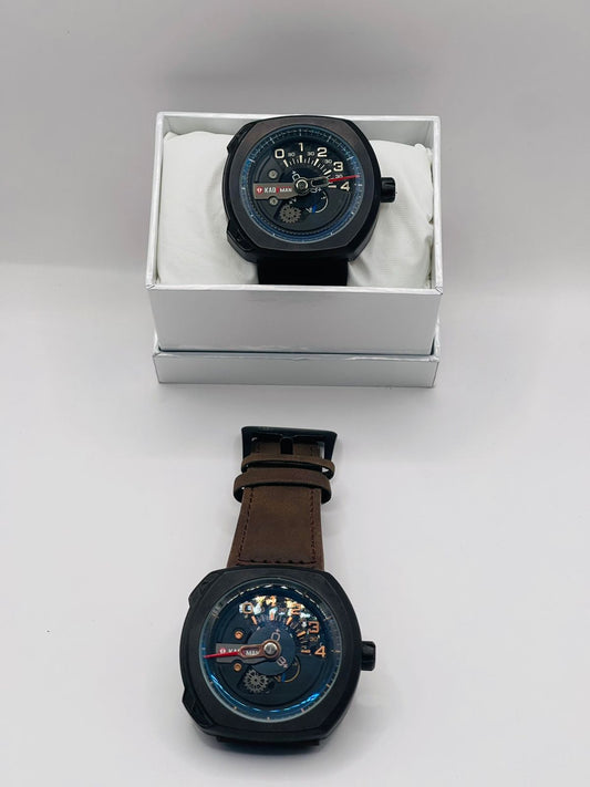 Maverick Timekeepers | Dark Case PU Leather Strap Chronos