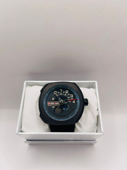 Maverick Timekeepers | Dark Case PU Leather Strap Chronos
