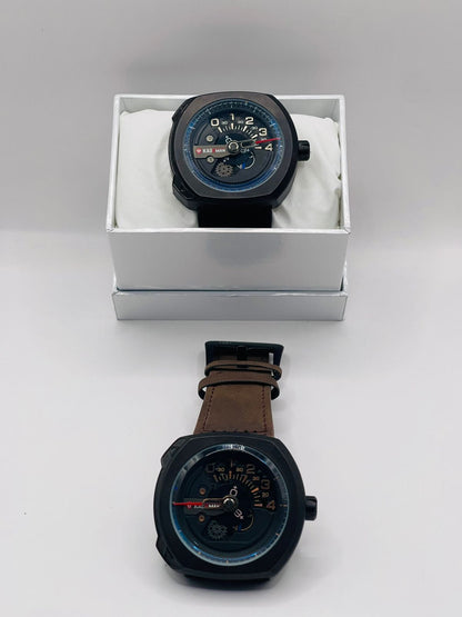 Maverick Timekeepers | Dark Case PU Leather Strap Chronos