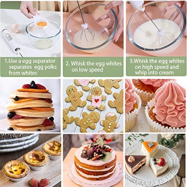 Electric Coffee Beater and Egg Mixer - USB Rechargeable Milk Frother and Foamer